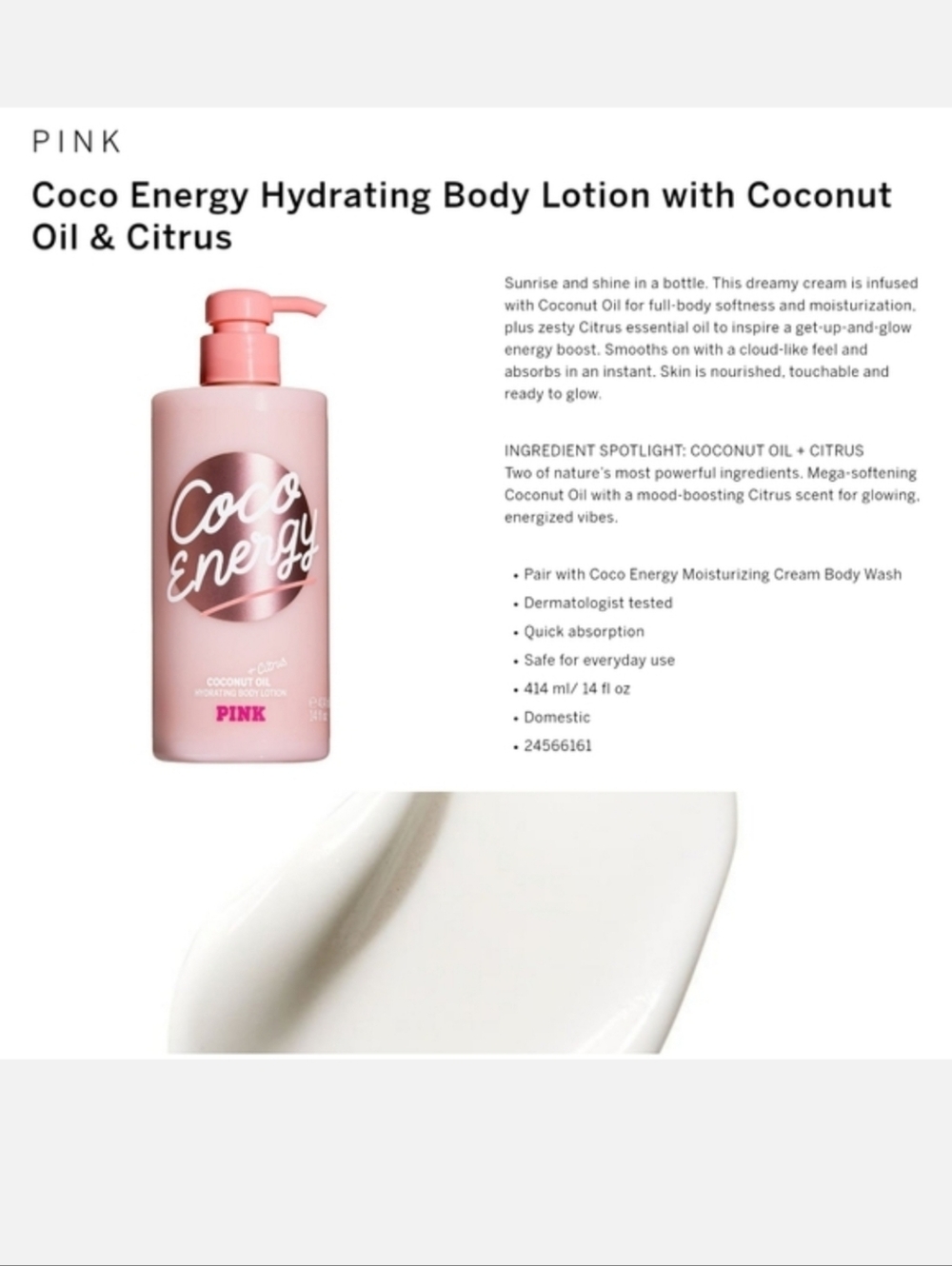 Victoria's secret pink coco energy body lotion with coconut oil LIMITED EDITION
